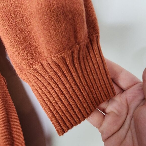 Betsey Johnson Puff Sleeve Tie Waist Sweater Dress Rust Orange Size Large - Picture 6 of 10